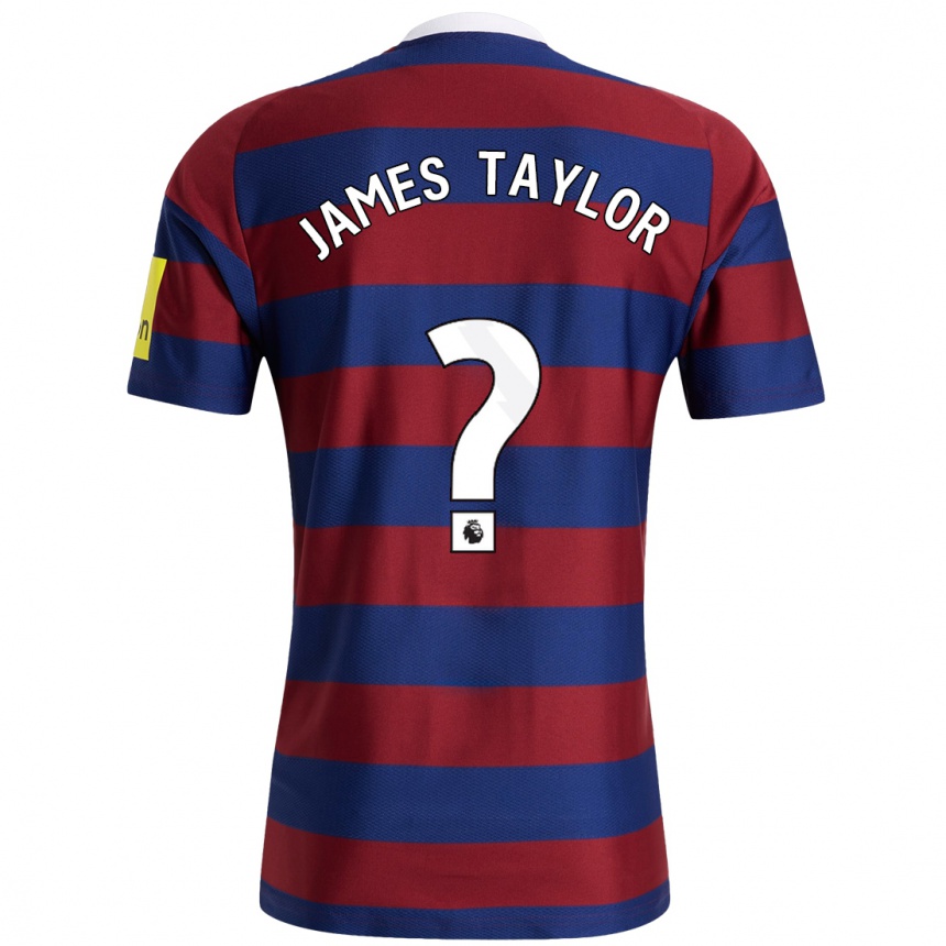 Kids Football James Taylor #0 Burgundy Navy Blue Away Jersey 2024/25 T-Shirt Uk