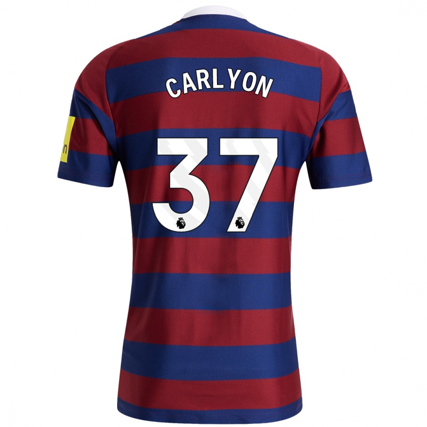 Kids Football Nathan Carlyon #37 Burgundy Navy Blue Away Jersey 2024/25 T-Shirt Uk