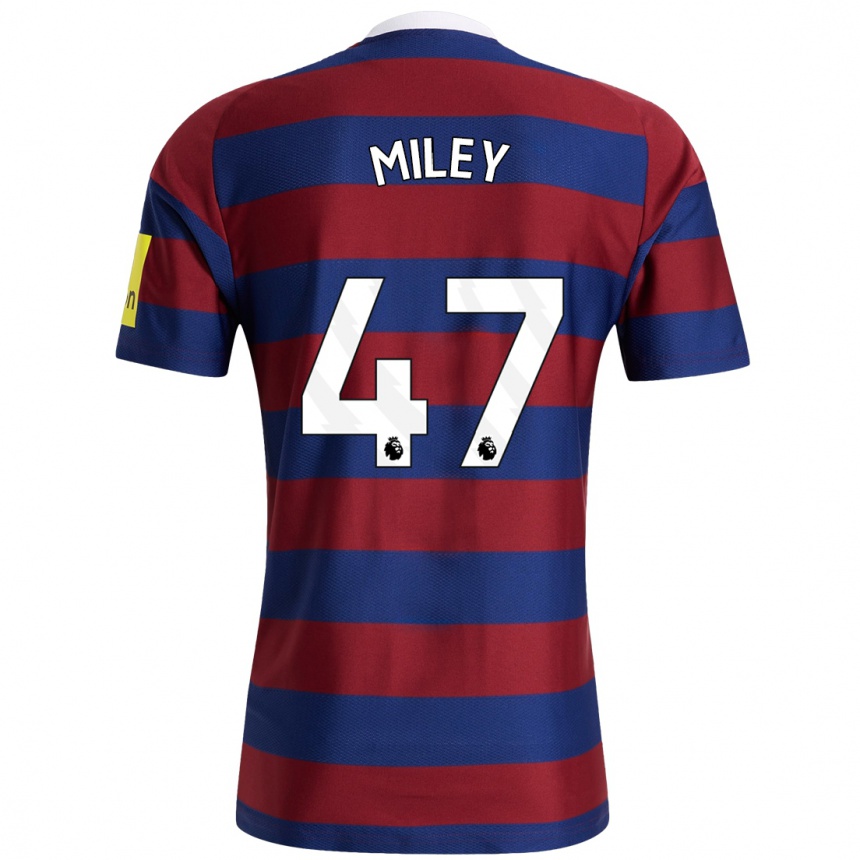 Kids Football Jamie Miley #47 Burgundy Navy Blue Away Jersey 2024/25 T-Shirt Uk