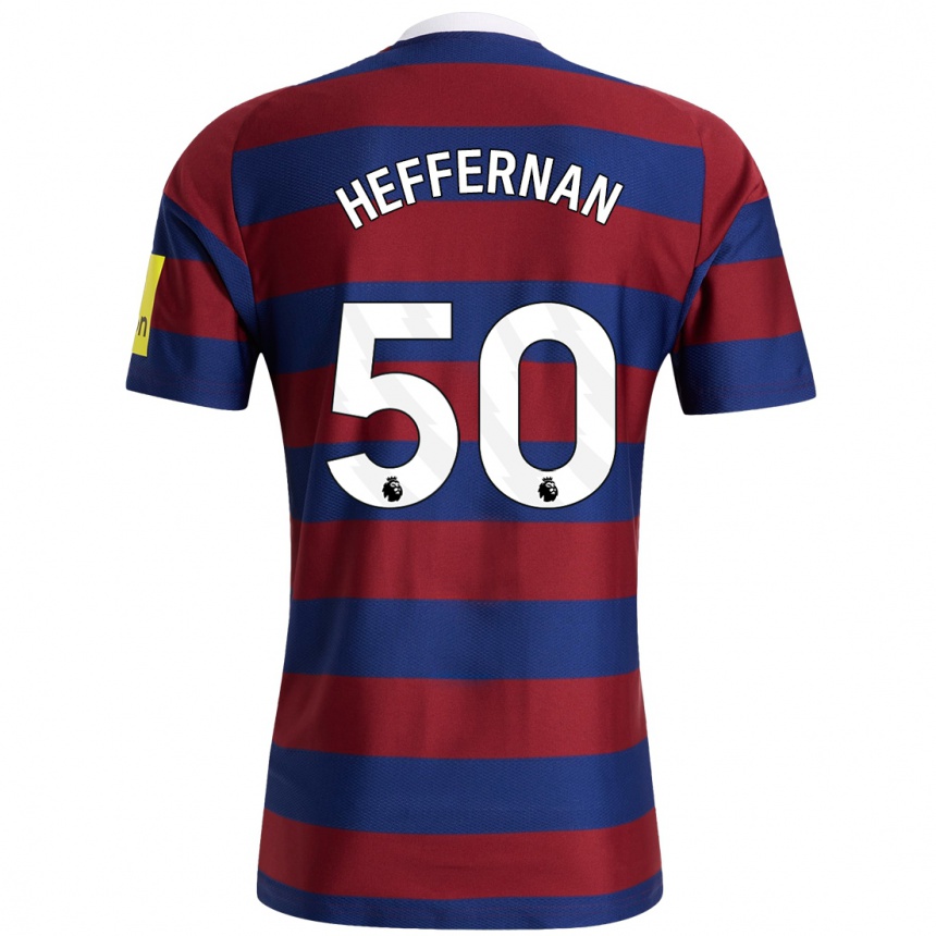 Kids Football Cathal Heffernan #50 Burgundy Navy Blue Away Jersey 2024/25 T-Shirt Uk