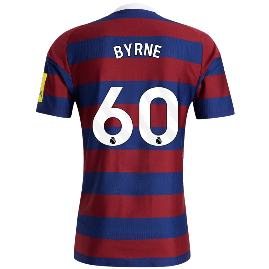 Kids Football Reece Byrne #60 Burgundy Navy Blue Away Jersey 2024/25 T-Shirt Uk