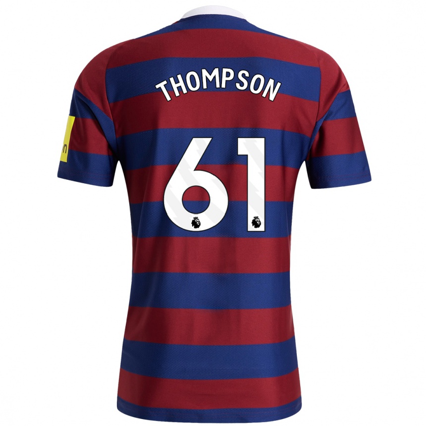 Kids Football Max Thompson #61 Burgundy Navy Blue Away Jersey 2024/25 T-Shirt Uk