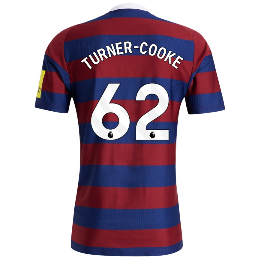 Kids Football Jay Turner-Cooke #62 Burgundy Navy Blue Away Jersey 2024/25 T-Shirt Uk