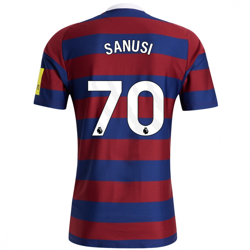 Kids Football Trevan Sanusi #70 Burgundy Navy Blue Away Jersey 2024/25 T-Shirt Uk