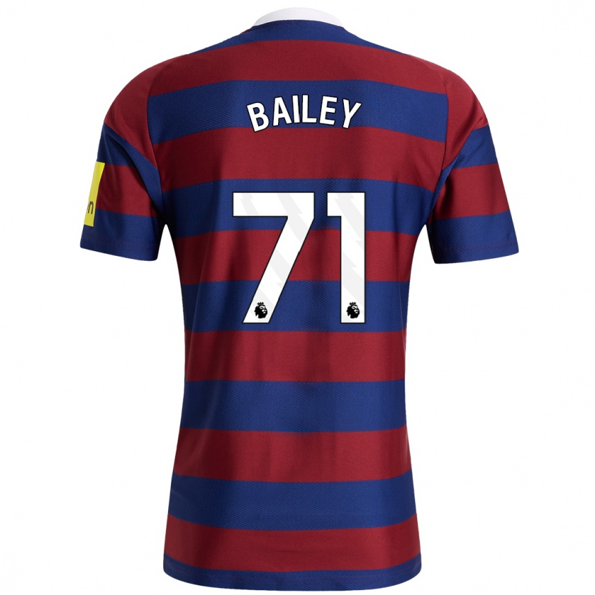 Kids Football Scott Bailey #71 Burgundy Navy Blue Away Jersey 2024/25 T-Shirt Uk