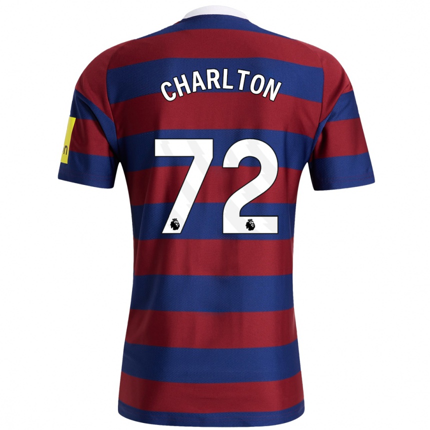 Kids Football Dylan Charlton #72 Burgundy Navy Blue Away Jersey 2024/25 T-Shirt Uk