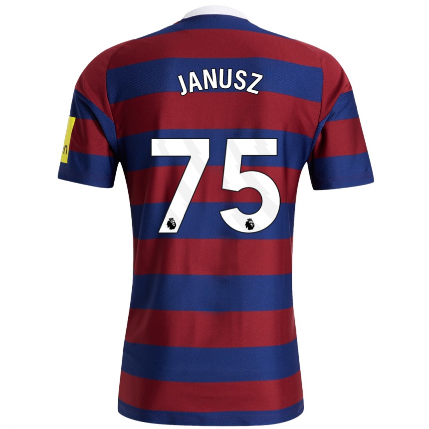 Kids Football Adrian Janusz #75 Burgundy Navy Blue Away Jersey 2024/25 T-Shirt Uk