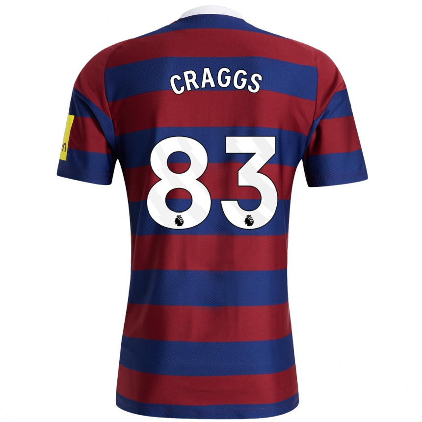 Kids Football Luke Craggs #83 Burgundy Navy Blue Away Jersey 2024/25 T-Shirt Uk