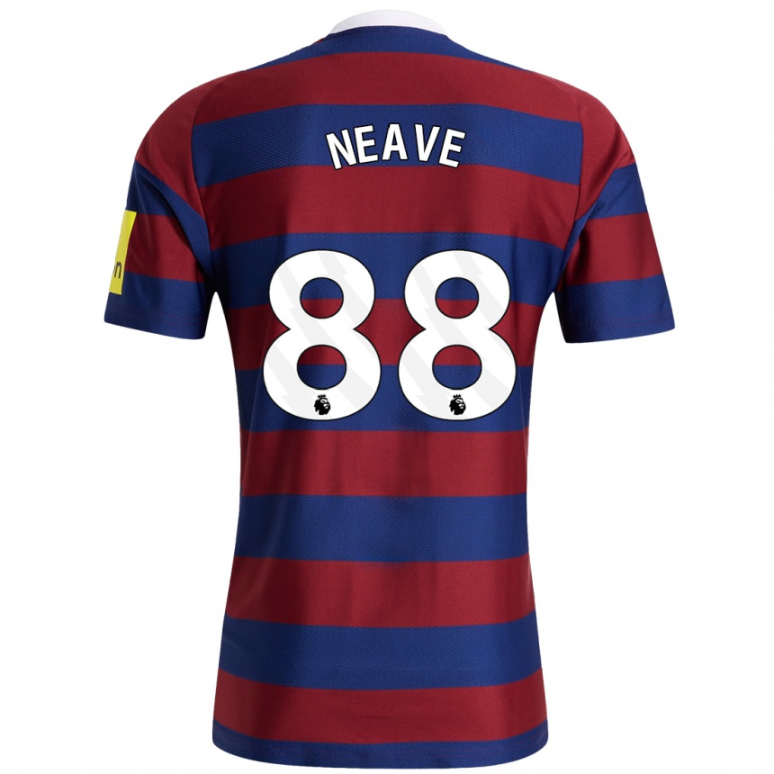 Kids Football Sean Neave #88 Burgundy Navy Blue Away Jersey 2024/25 T-Shirt Uk