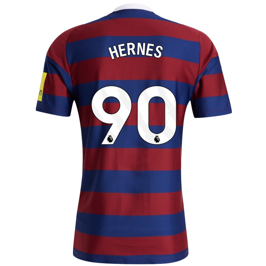 Kids Football Travis Hernes #90 Burgundy Navy Blue Away Jersey 2024/25 T-Shirt Uk