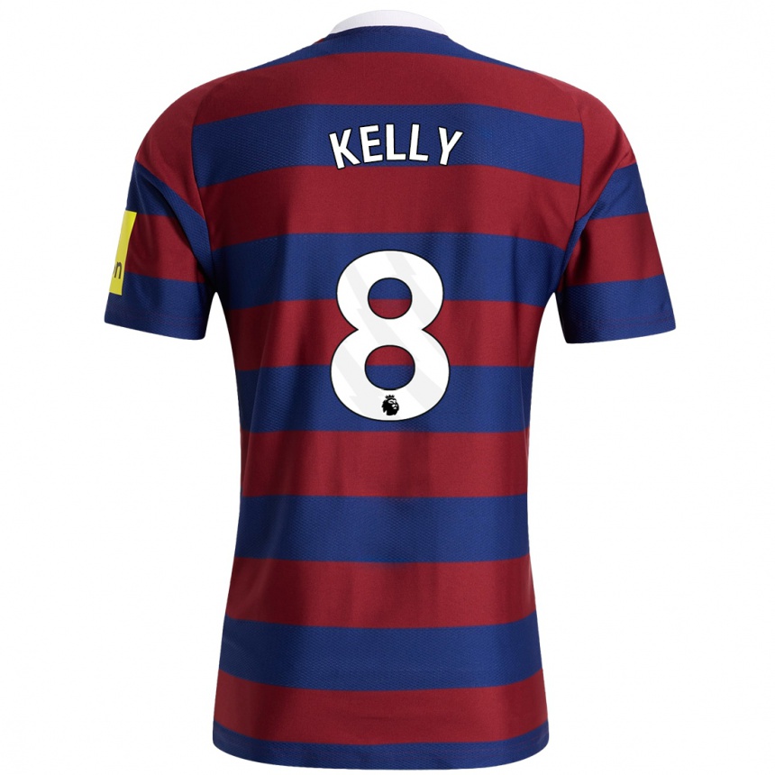 Kids Football Emma Kelly #8 Burgundy Navy Blue Away Jersey 2024/25 T-Shirt Uk