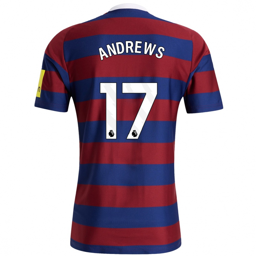 Kids Football Amy Andrews #17 Burgundy Navy Blue Away Jersey 2024/25 T-Shirt Uk