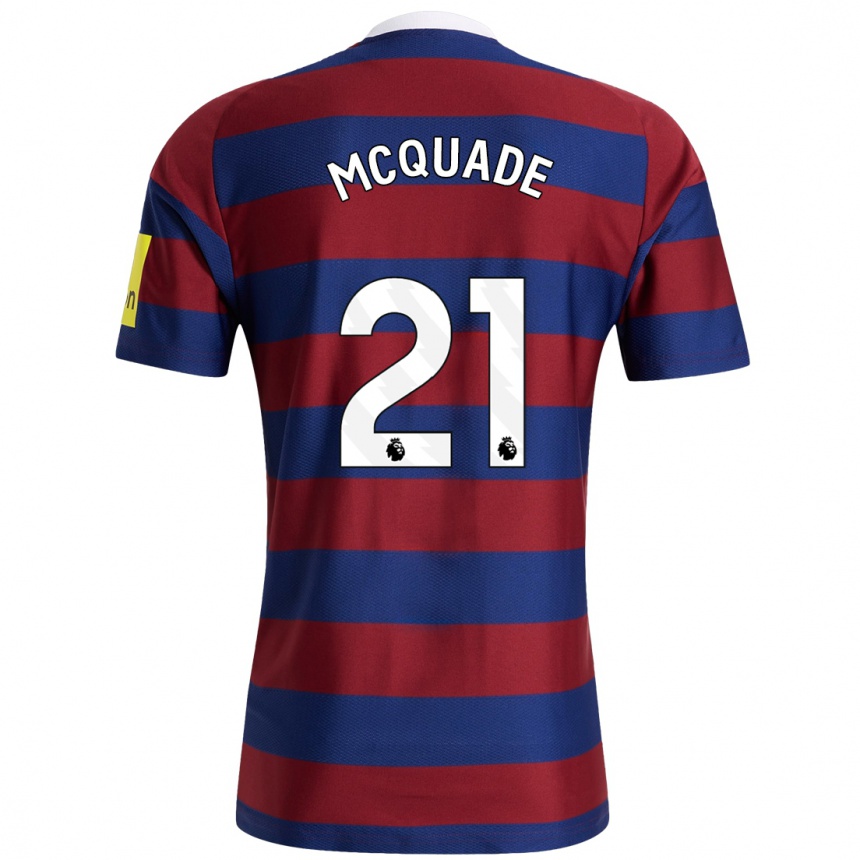 Kids Football Jasmine Mcquade #21 Burgundy Navy Blue Away Jersey 2024/25 T-Shirt Uk