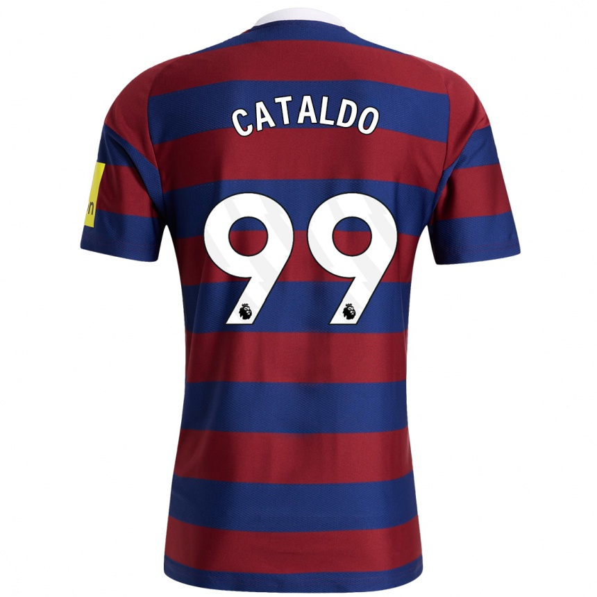 Kids Football Lia Cataldo #99 Burgundy Navy Blue Away Jersey 2024/25 T-Shirt Uk