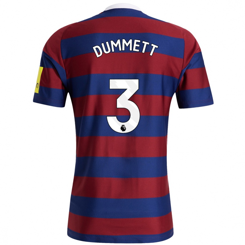 Kids Football Paul Dummett #3 Burgundy Navy Blue Away Jersey 2024/25 T-Shirt Uk