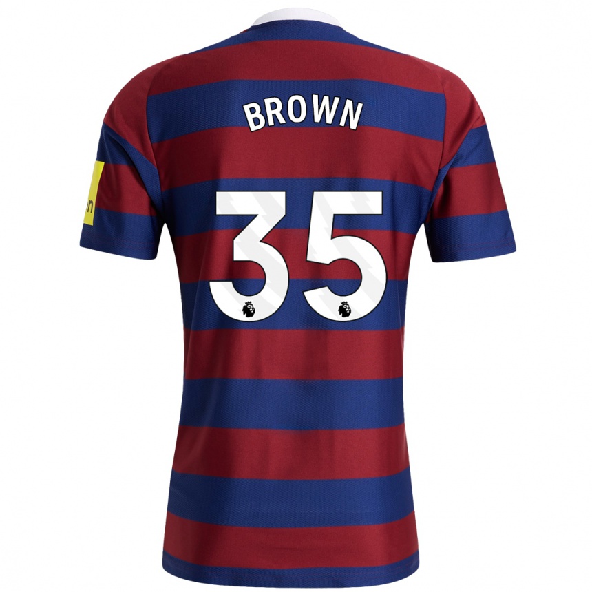 Kids Football Will Brown #35 Burgundy Navy Blue Away Jersey 2024/25 T-Shirt Uk