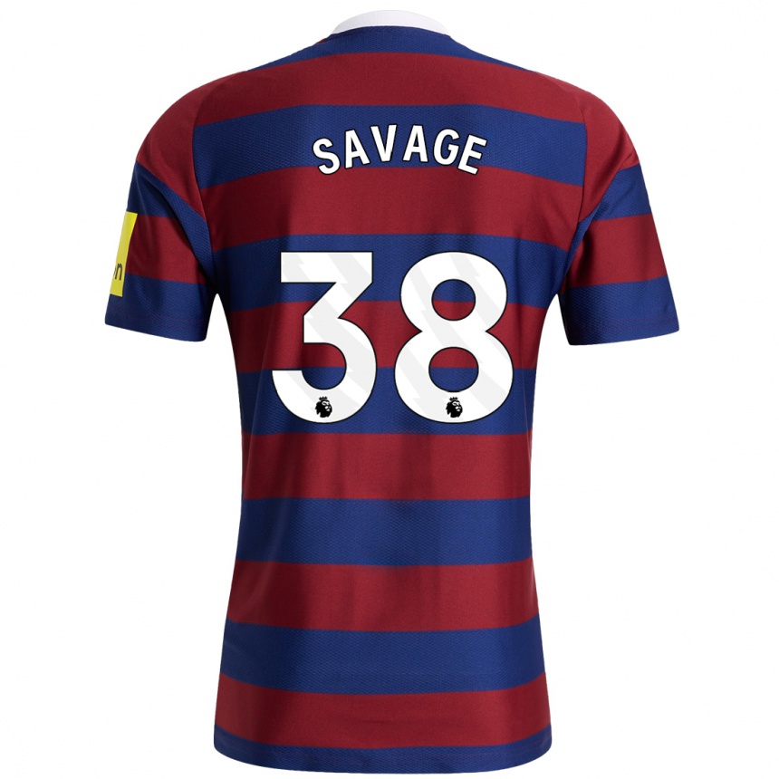 Kids Football Remi Savage #38 Burgundy Navy Blue Away Jersey 2024/25 T-Shirt Uk