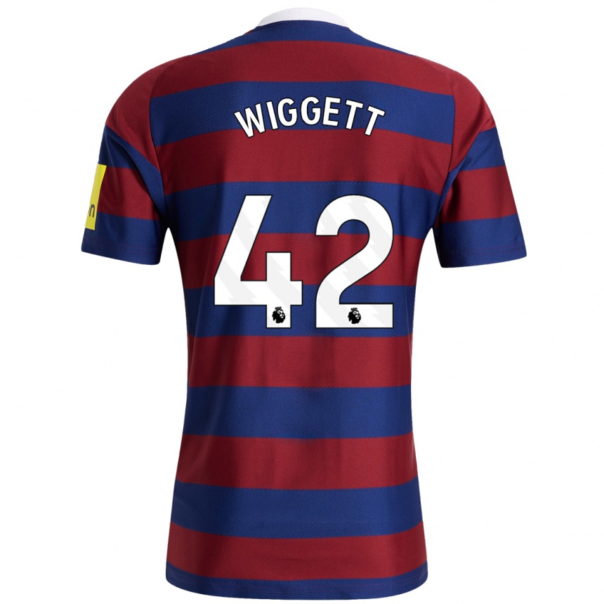 Kids Football Charlie Wiggett #42 Burgundy Navy Blue Away Jersey 2024/25 T-Shirt Uk