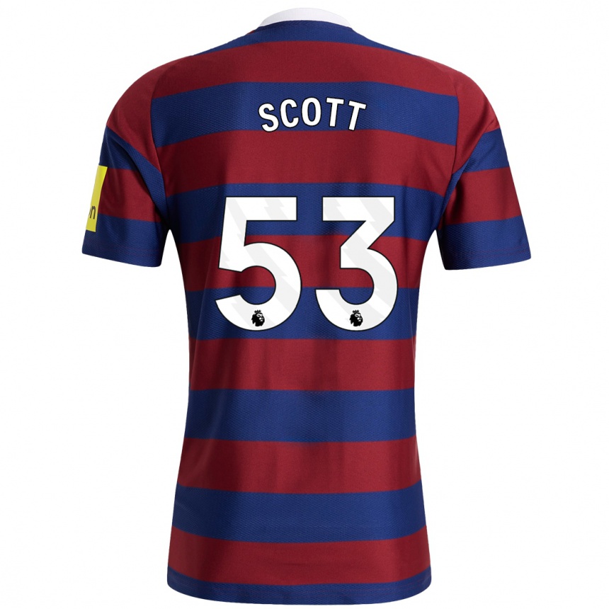 Kids Football Joshua Scott #53 Burgundy Navy Blue Away Jersey 2024/25 T-Shirt Uk