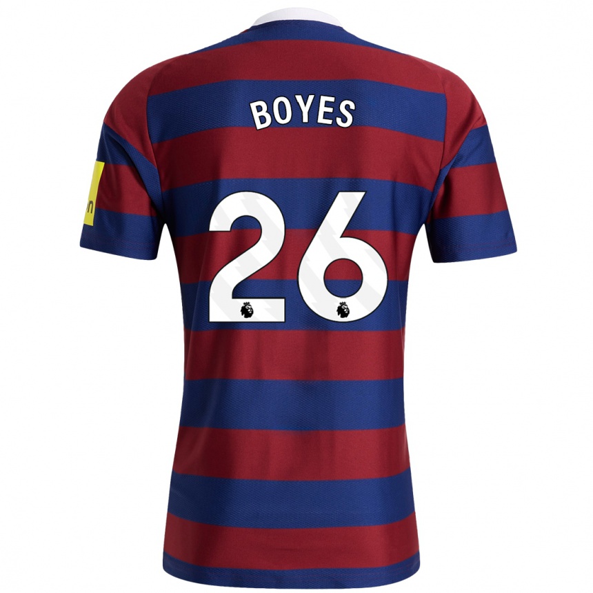 Kids Football Grace Boyes #26 Burgundy Navy Blue Away Jersey 2024/25 T-Shirt Uk