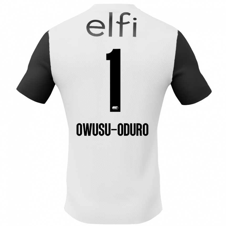 Kids Football Rome Jayden Owusu-Oduro #1 White Black Away Jersey 2024/25 T-Shirt Uk