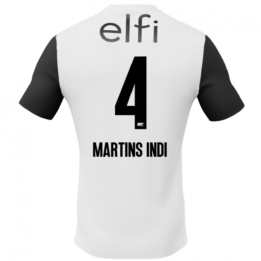 Kids Football Bruno Martins Indi #4 White Black Away Jersey 2024/25 T-Shirt Uk