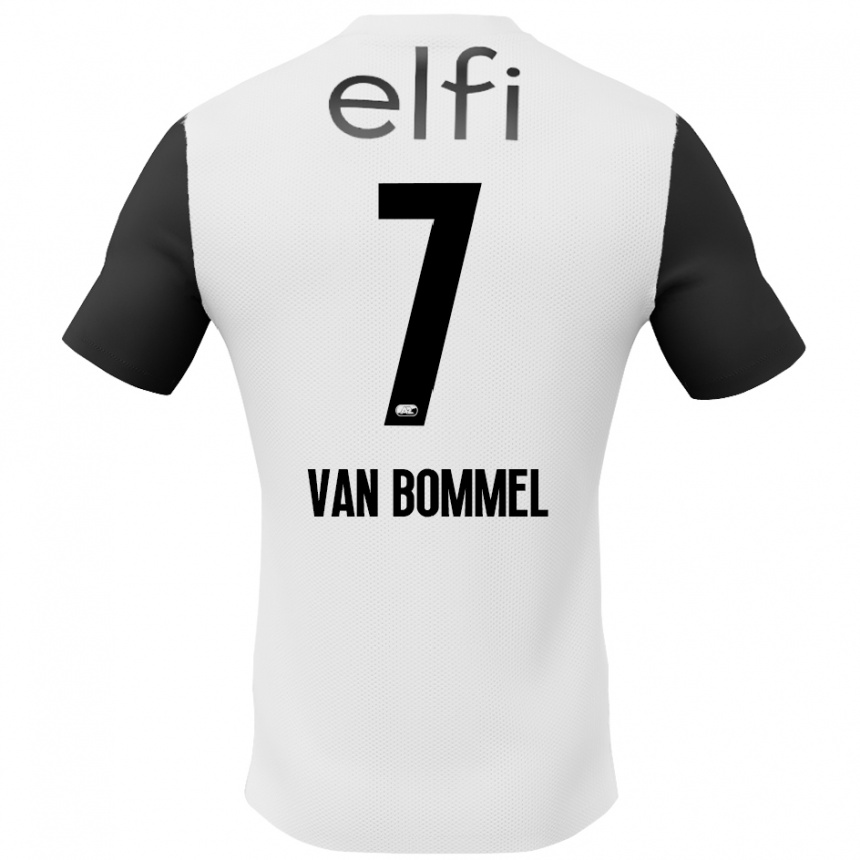 Kids Football Ruben Van Bommel #7 White Black Away Jersey 2024/25 T-Shirt Uk