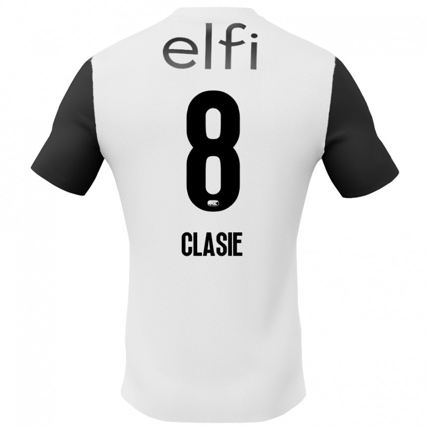 Kids Football Jordy Clasie #8 White Black Away Jersey 2024/25 T-Shirt Uk