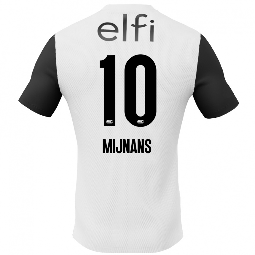 Kids Football Sven Mijnans #10 White Black Away Jersey 2024/25 T-Shirt Uk