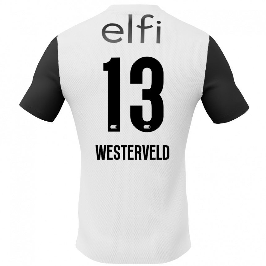 Kids Football Sem Westerveld #13 White Black Away Jersey 2024/25 T-Shirt Uk