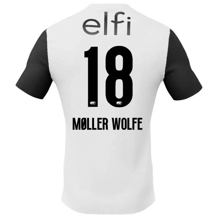 Kids Football David Møller Wolfe #18 White Black Away Jersey 2024/25 T-Shirt Uk