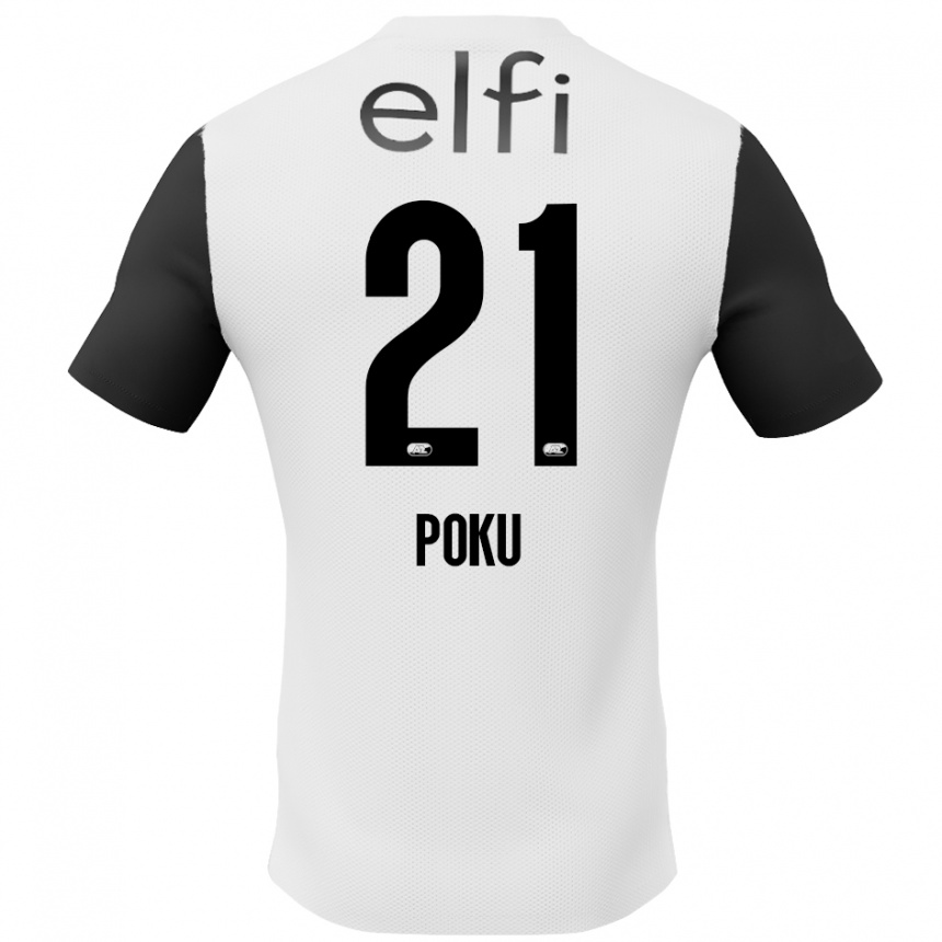 Kids Football Ernest Poku #21 White Black Away Jersey 2024/25 T-Shirt Uk