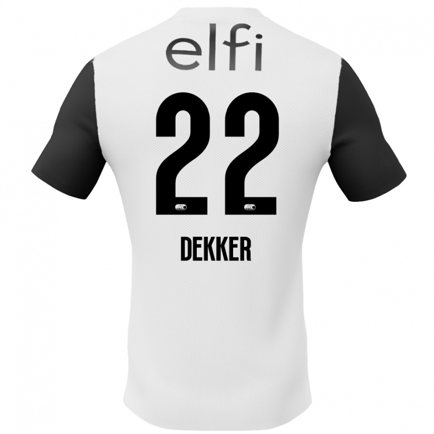 Kids Football Maxim Dekker #22 White Black Away Jersey 2024/25 T-Shirt Uk