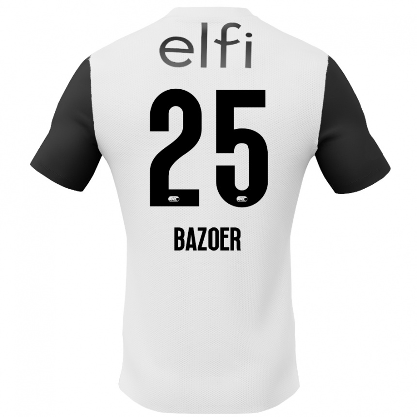 Kids Football Riechedly Bazoer #25 White Black Away Jersey 2024/25 T-Shirt Uk