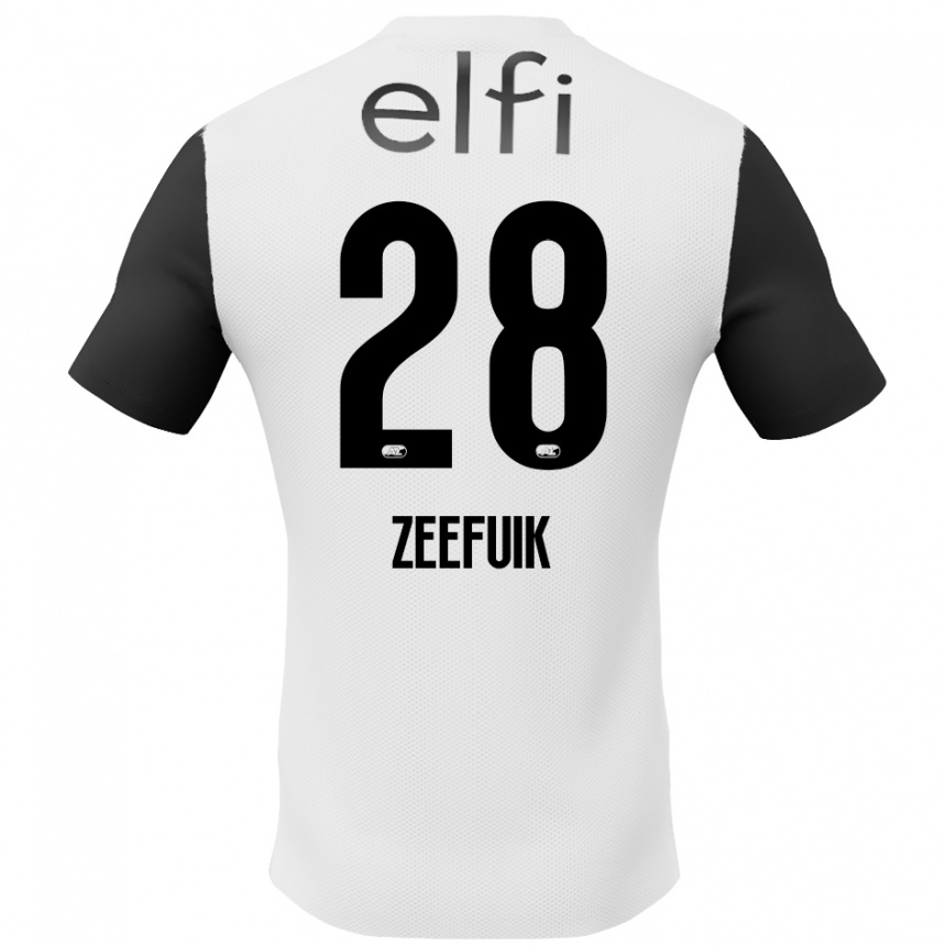 Kids Football Lequincio Zeefuik #28 White Black Away Jersey 2024/25 T-Shirt Uk