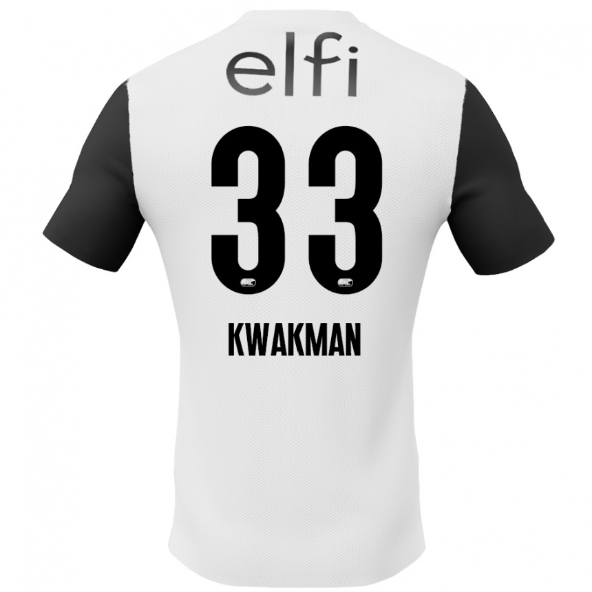 Kids Football Dave Kwakman #33 White Black Away Jersey 2024/25 T-Shirt Uk