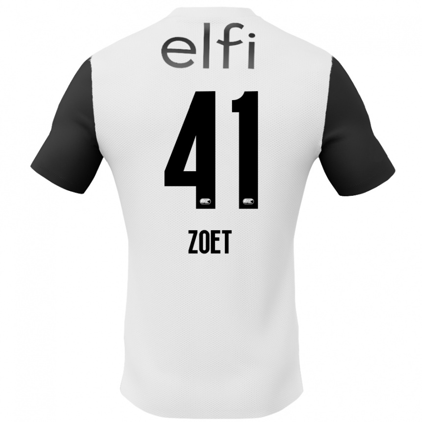 Kids Football Jeroen Zoet #41 White Black Away Jersey 2024/25 T-Shirt Uk