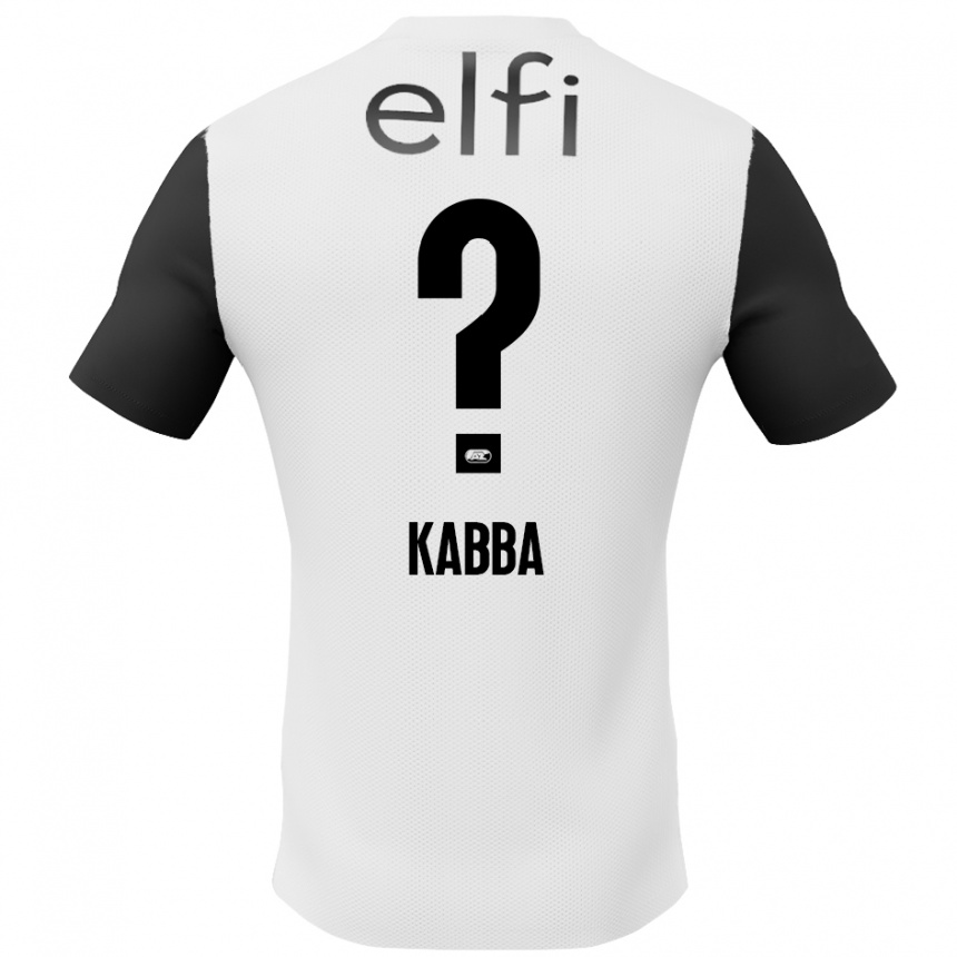 Kids Football Arouna Kabba #0 White Black Away Jersey 2024/25 T-Shirt Uk