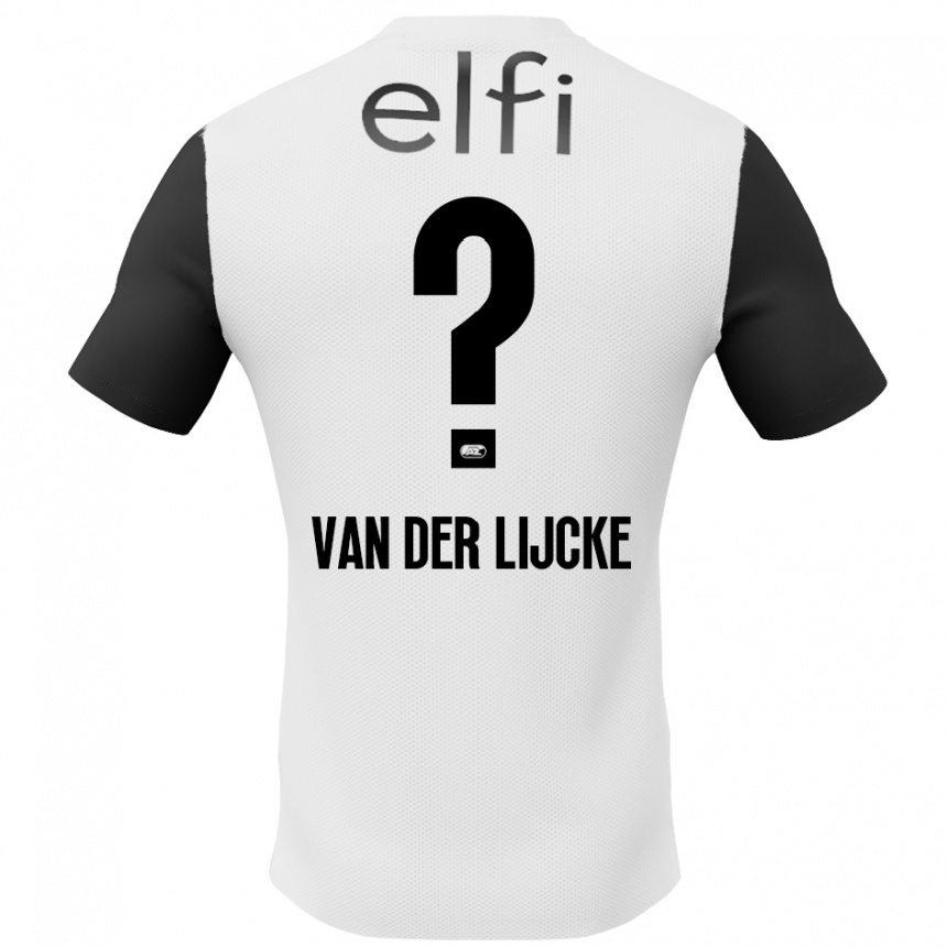 Kids Football Donny Van Der Lijcke #0 White Black Away Jersey 2024/25 T-Shirt Uk