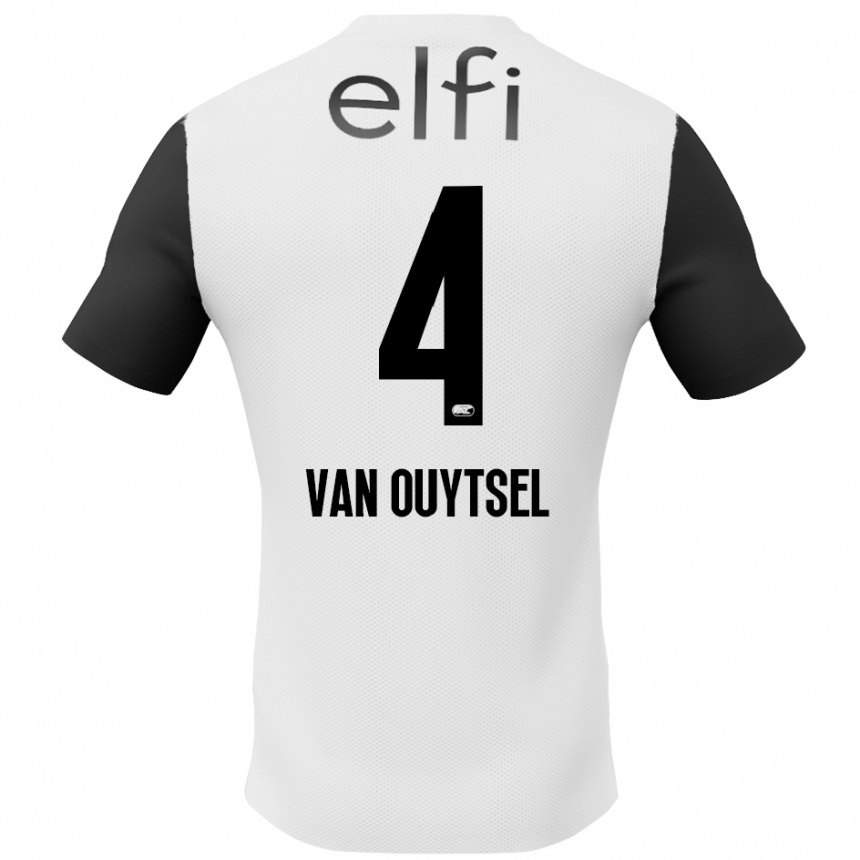 Kids Football Kevin Van Ouytsel #4 White Black Away Jersey 2024/25 T-Shirt Uk