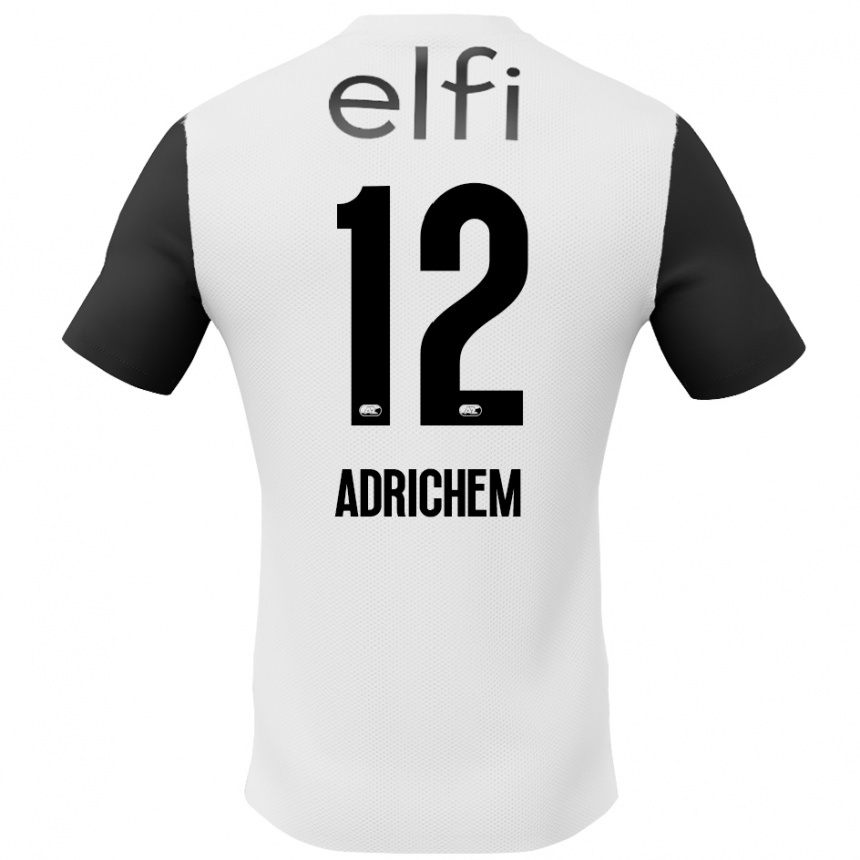 Kids Football Mees Adrichem #12 White Black Away Jersey 2024/25 T-Shirt Uk