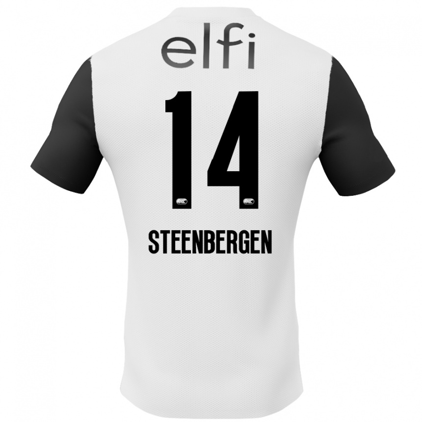 Kids Football Thom Steenbergen #14 White Black Away Jersey 2024/25 T-Shirt Uk