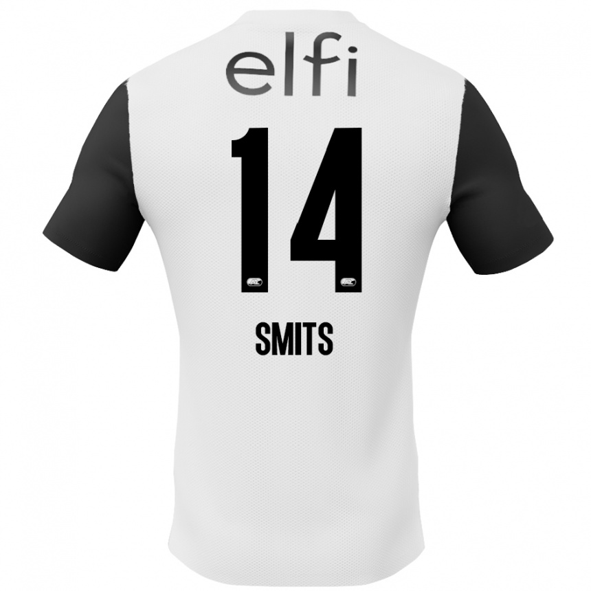 Kids Football Anthony Smits #14 White Black Away Jersey 2024/25 T-Shirt Uk