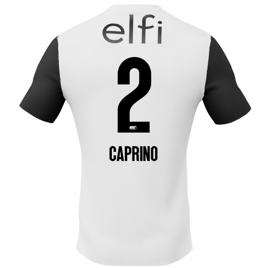 Kids Football Ginia Caprino #2 White Black Away Jersey 2024/25 T-Shirt Uk