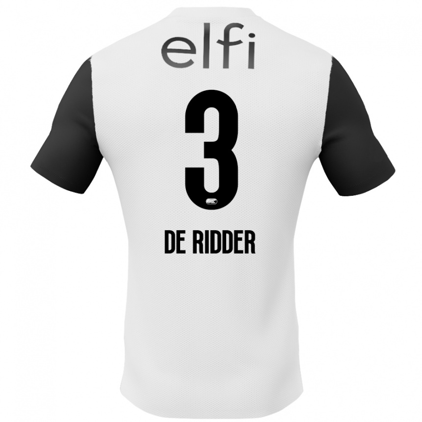 Kids Football Djoeke De Ridder #3 White Black Away Jersey 2024/25 T-Shirt Uk