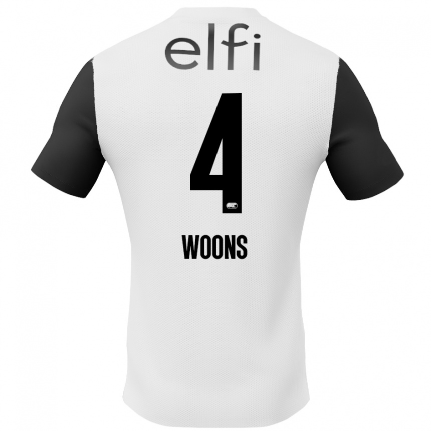 Kids Football Karlijn Woons #4 White Black Away Jersey 2024/25 T-Shirt Uk