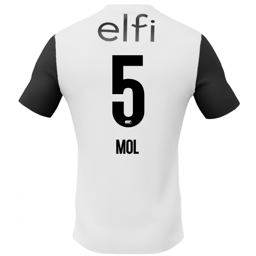 Kids Football Camie Mol #5 White Black Away Jersey 2024/25 T-Shirt Uk