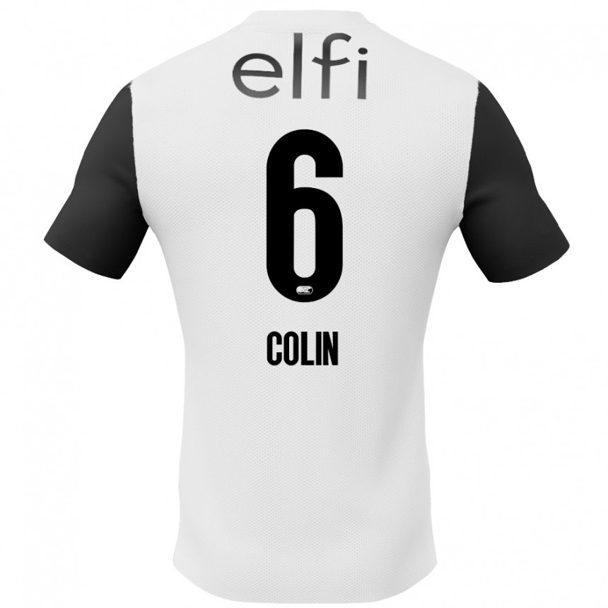 Kids Football Isa Colin #6 White Black Away Jersey 2024/25 T-Shirt Uk