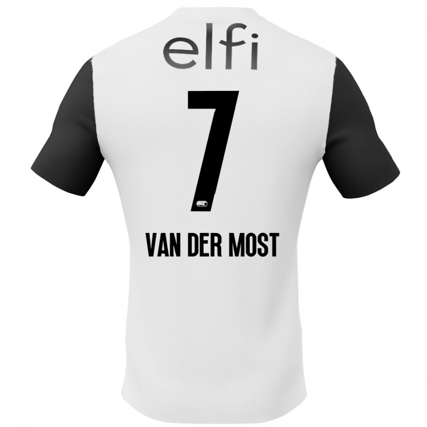 Kids Football Veerle Van Der Most #7 White Black Away Jersey 2024/25 T-Shirt Uk