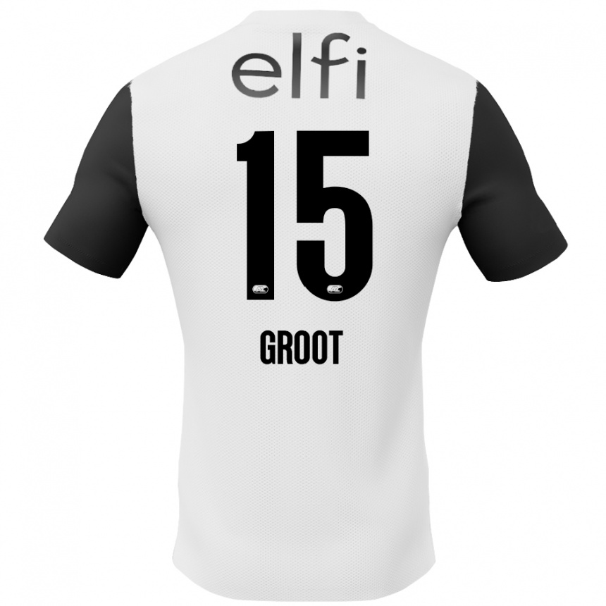 Kids Football Pleun Groot #15 White Black Away Jersey 2024/25 T-Shirt Uk